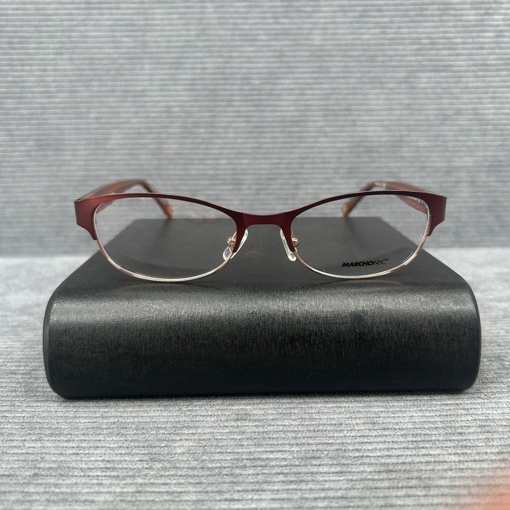 Marchon NYC Midtown 601 Burgundy Tortoise Cat Eye Y2k Eyeglasses 51-17-135